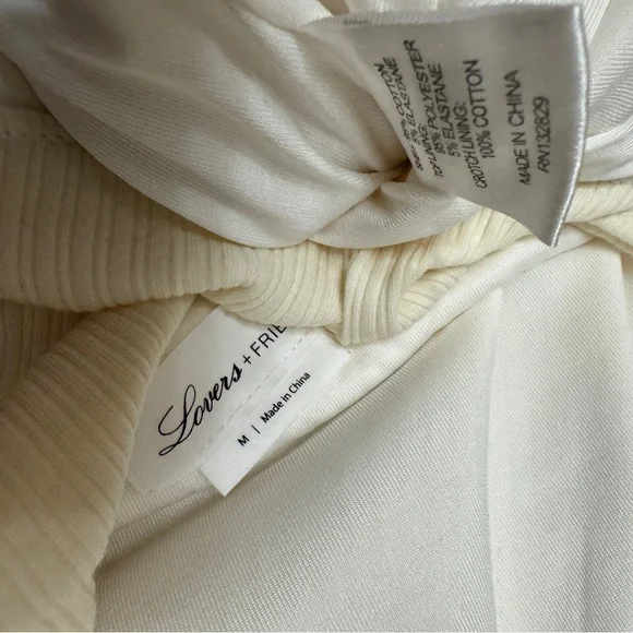 Lovers + Friends One Piece Swim Suit Cream Ribbed Scrunch - Picture 5 of 6